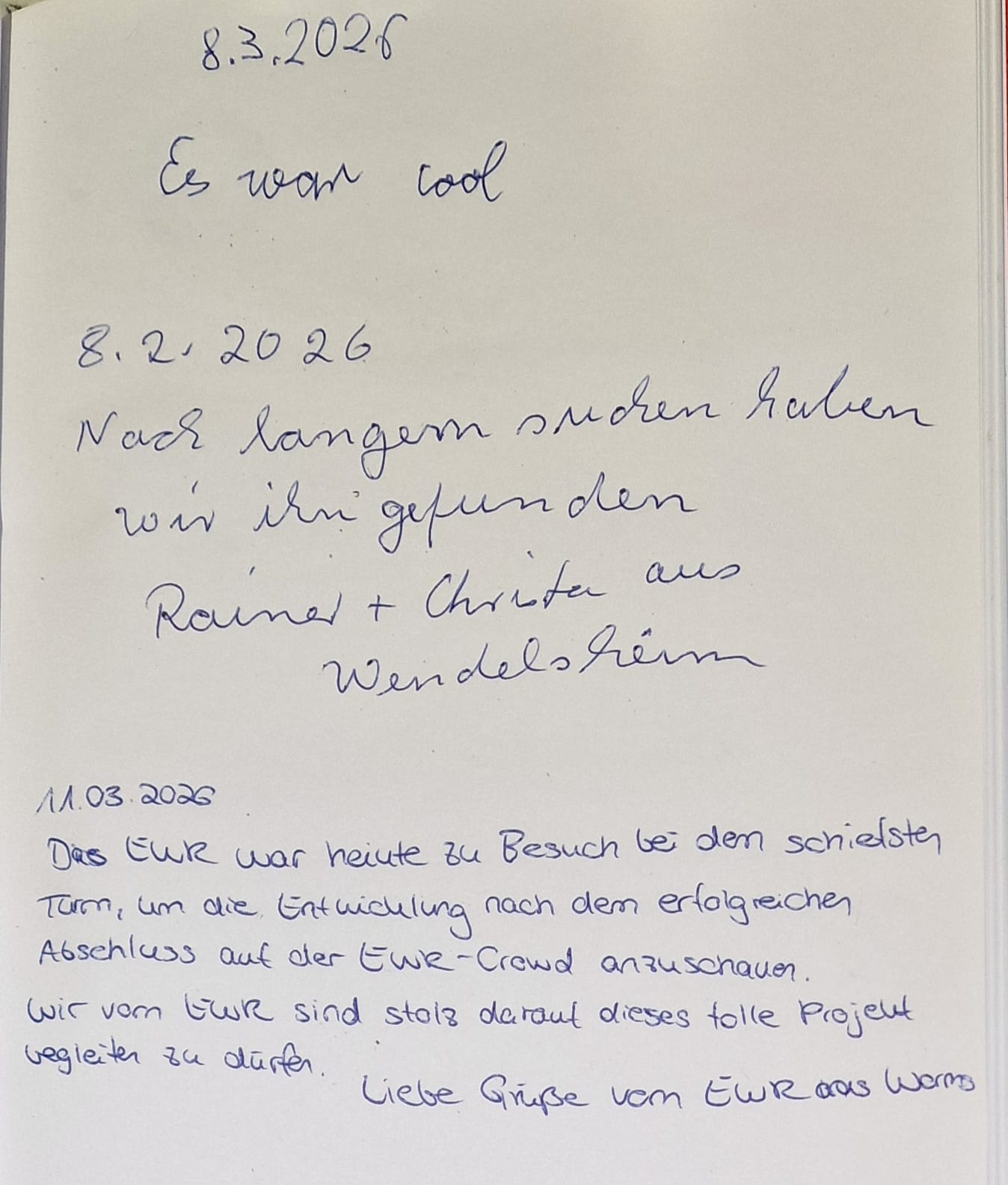 Gästebuch Schiefer Turm Gau-Weinheim